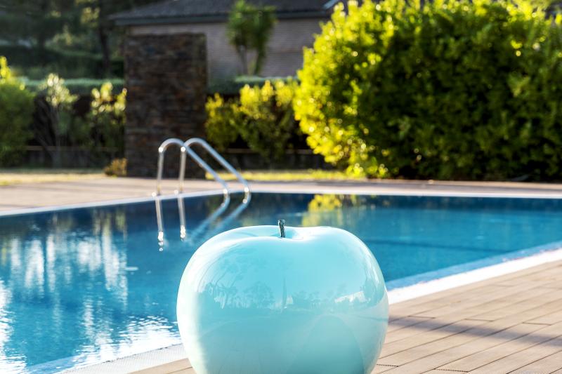 giant turquoise apple sculpture