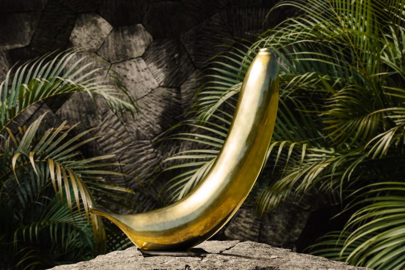 gold chrome banana sculpture